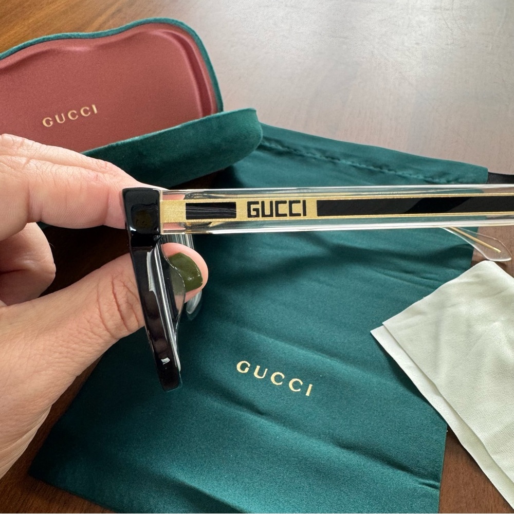 Gucci GG0560ON Square Eyeglasses 55mm Black Crystal Designer Optical Frames - Picture 7 of 16